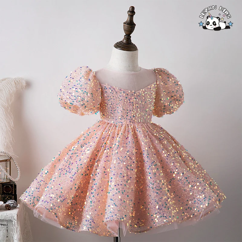 LEZONKIDS - custom kids clothing children Pageant Wedding birthday Party dress sequined Princess Long Ball Gown flower girls' dresses